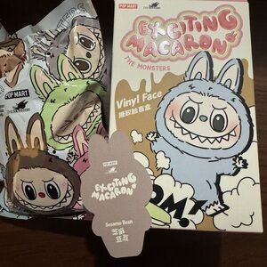 Auth Pop Mart Exciting Macaron Vinyl Face Figure Labubu Pendant Sesame Bean